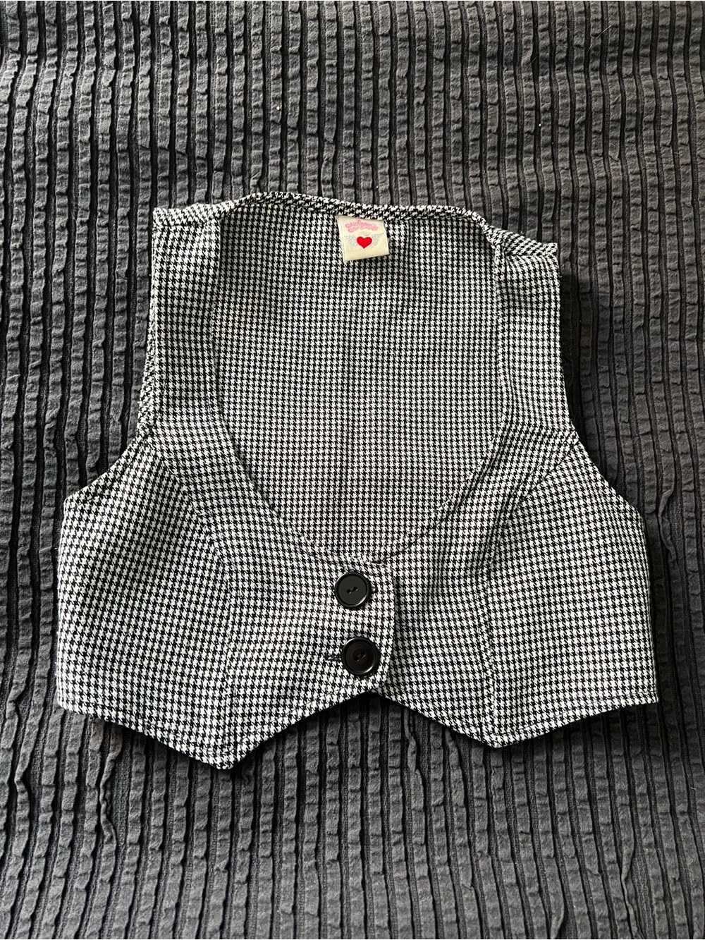 Source Unknown Black & White Houndstooth Cropped Vest Top
